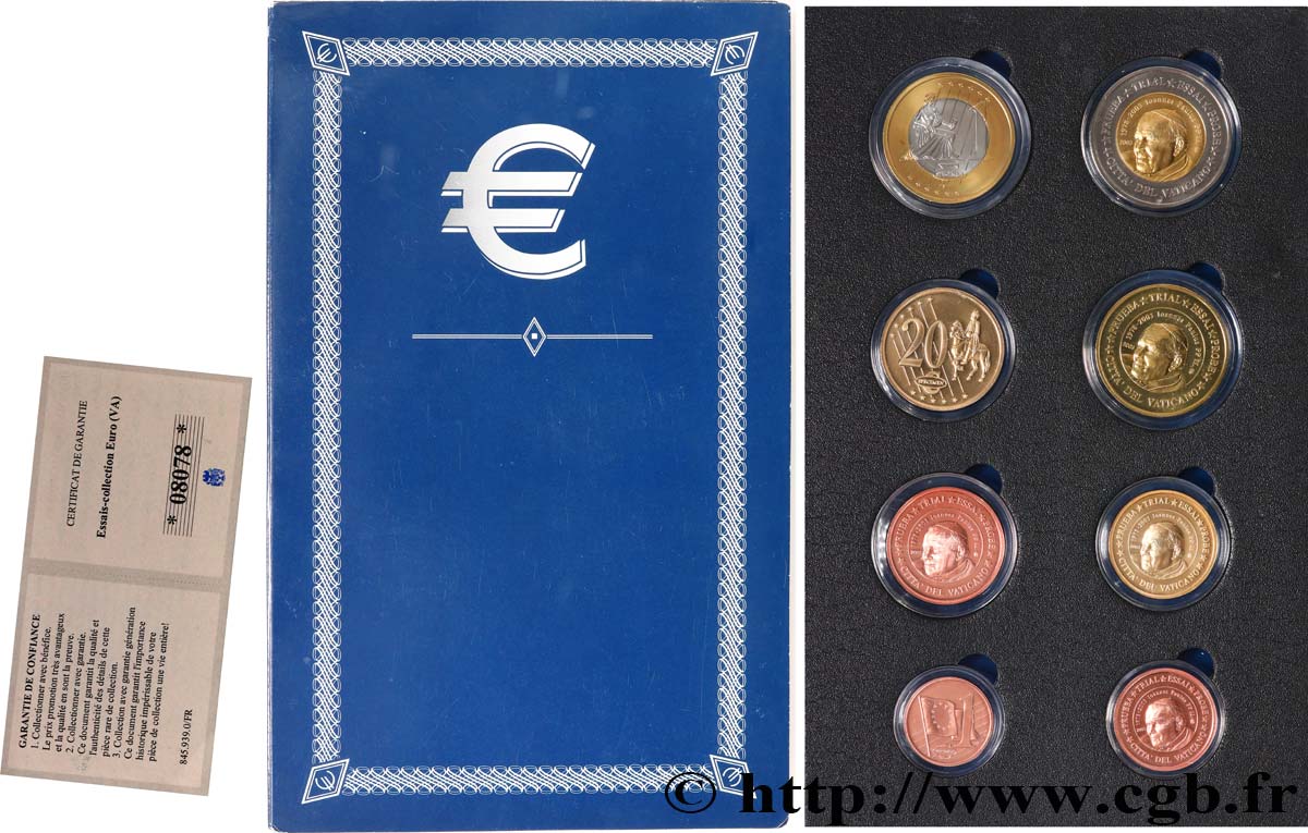 EUROPE Série de 8 médailles, Essai Euros Vatican SPL