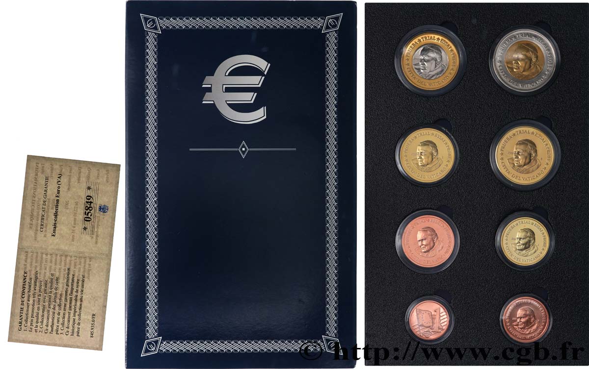 EUROPE Série de 8 médailles, Essai Euros Vatican SPL