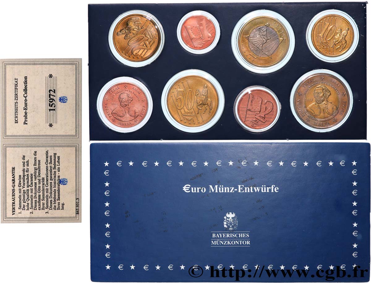 EUROPA Série de 8 médailles, Essai Euros Malte AU