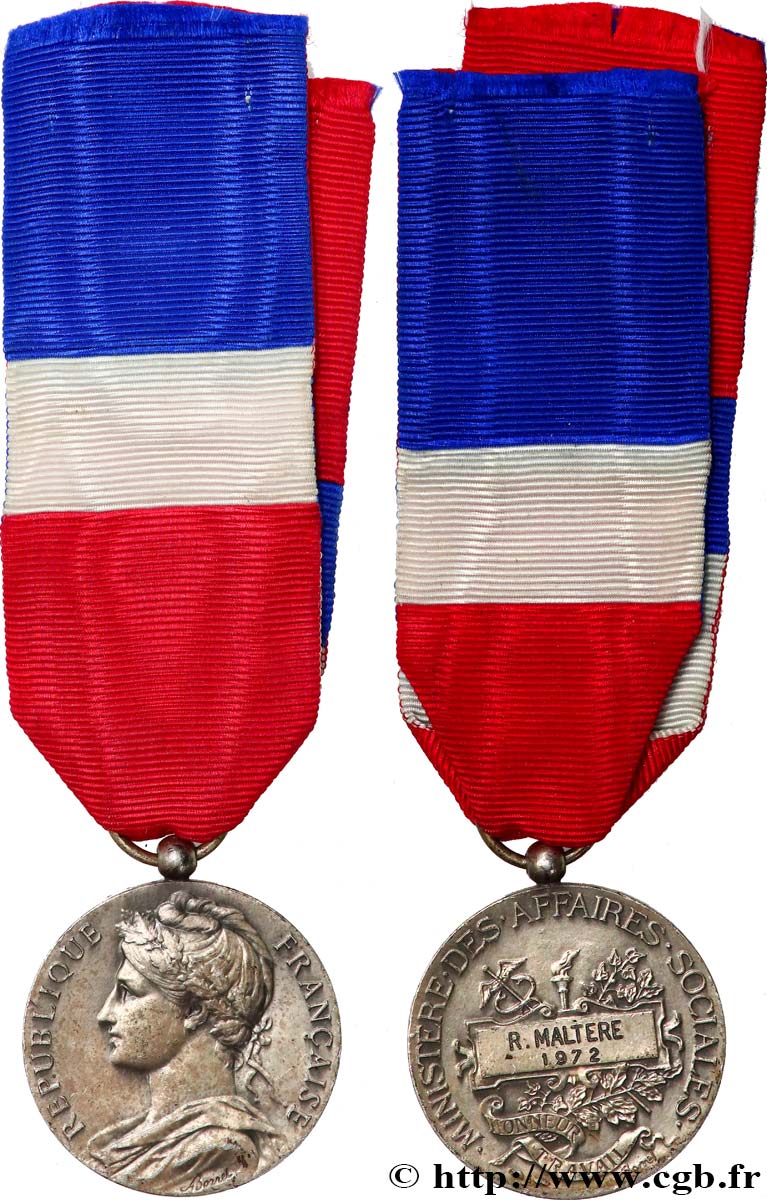 FUNFTE FRANZOSISCHE REPUBLIK Médaille d’honneur du travail, Ministère des affaires sociales SS