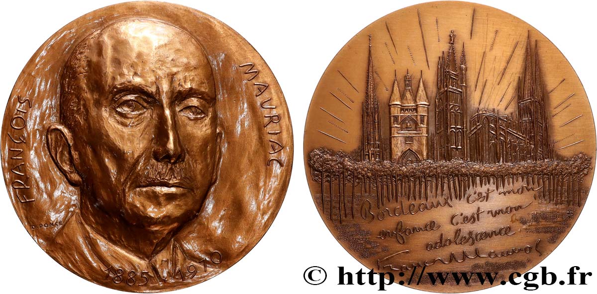 LITERATURE : WRITERS - POETS Médaille, François Mauriac EBC
