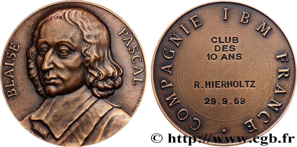 SCIENCES & SCIENTIFIQUES Médaille, Blaise Pascal, Compagnie IBM France XF