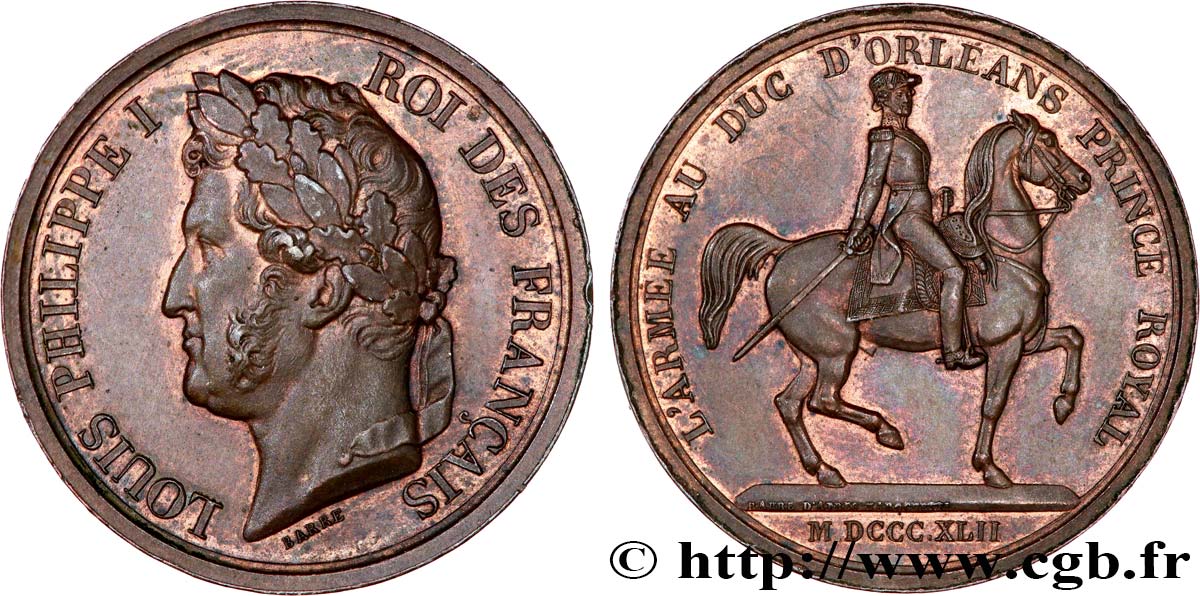 ILE DE FRANCE - VILLES et NOBLESSE Médaille, L’armée au Duc d’Orléans, prince royal TTB+