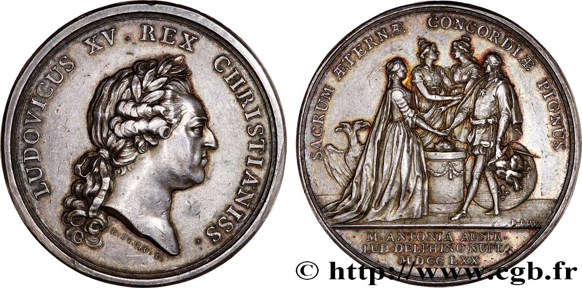 LOUIS XV THE BELOVED Médaille, Mariage du dauphin AU