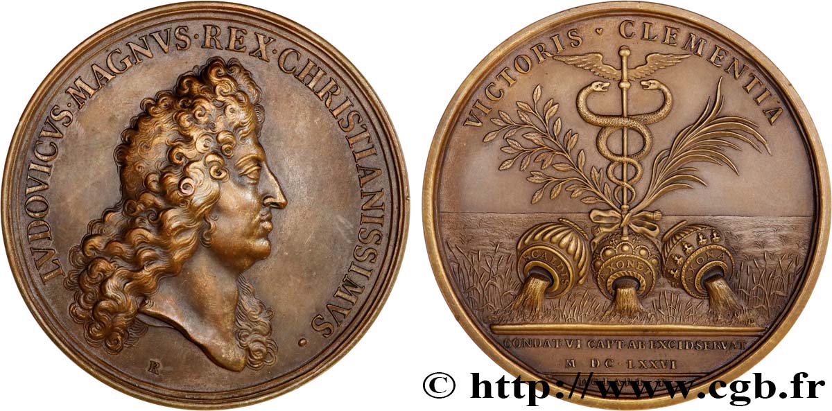 LOUIS XIV LE GRAND OU LE ROI SOLEIL Médaille, Prise de Condé (Flandre), refrappe SUP