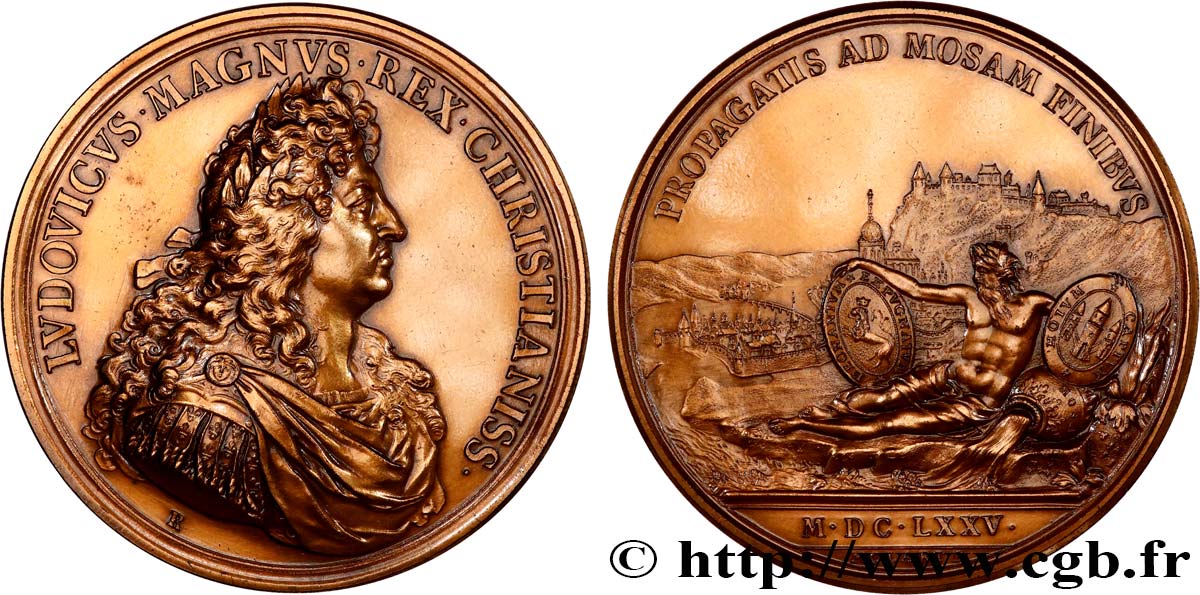 LOUIS XIV  THE SUN KING  Médaille, Prise de Huy et de Dinant, refrappe AU