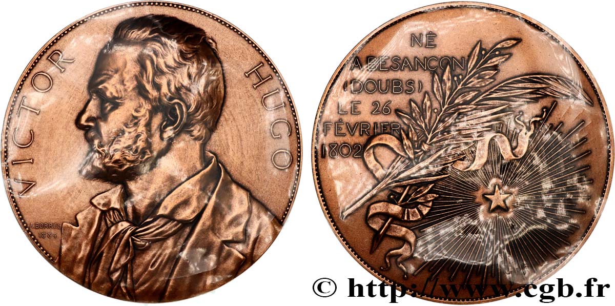 LITERATURE : WRITERS - POETS Médaille, Souvenir du centenaire de Victor Hugo, refrappe SC