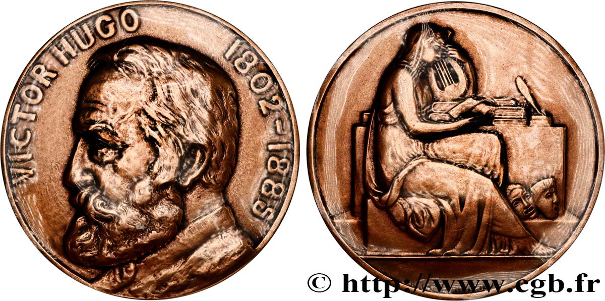 LITTÉRATURE : ÉCRIVAINS/ÉCRIVAINES - POÈTES Médaille, Victor Hugo, refrappe SPL
