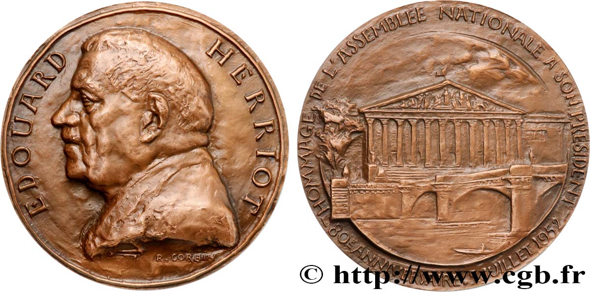 IV REPUBLIC Médaille, Edouard Herriot AU