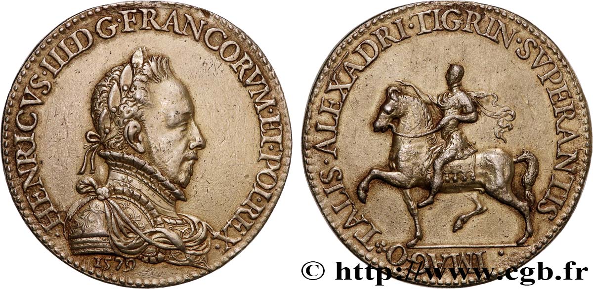 HENRI III Médaille, Alexandre (Henri III) franchissant le Tigre TTB+