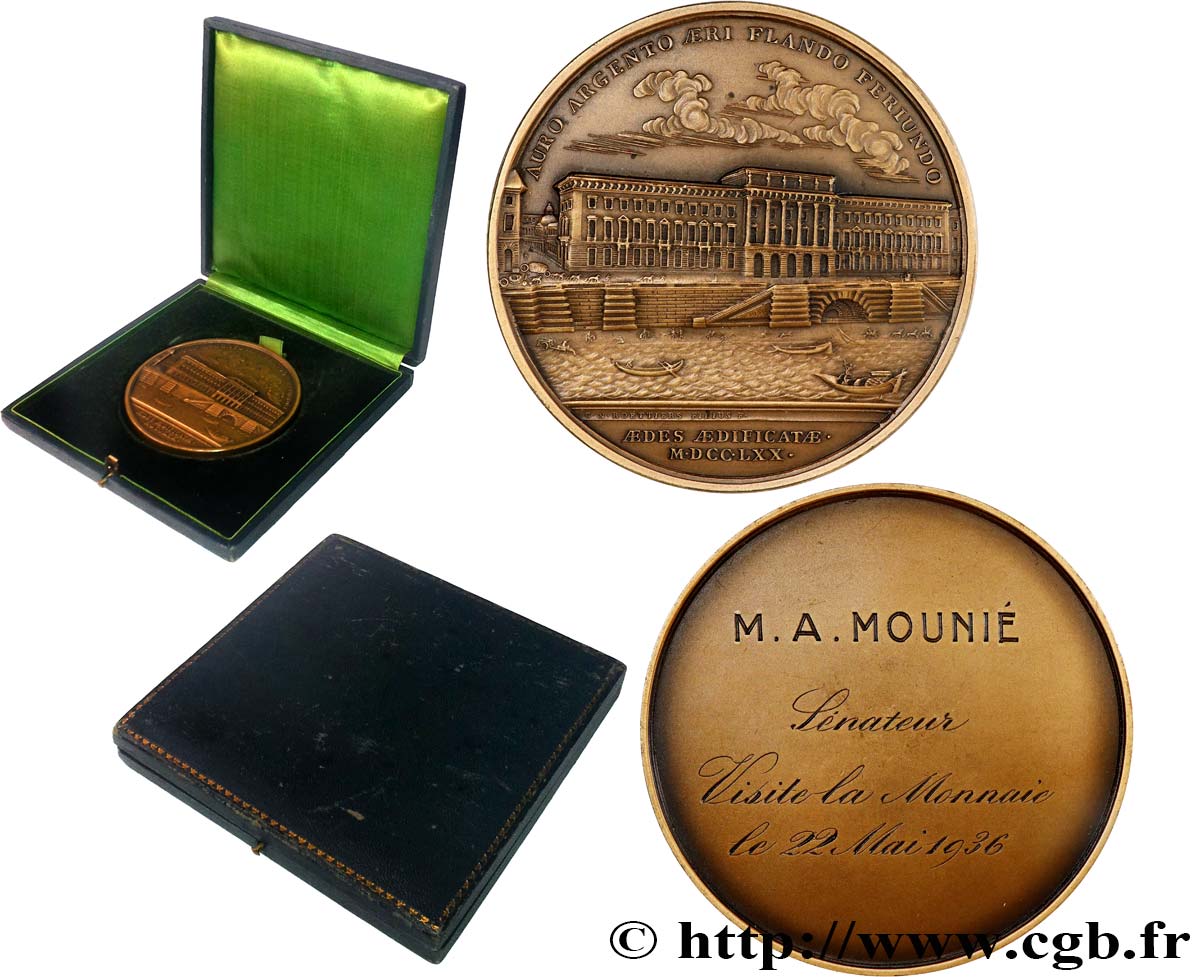 TROISIÈME RÉPUBLIQUE Médaille, Souvenir d’une visite à la Monnaie, Auguste Mounié SUP