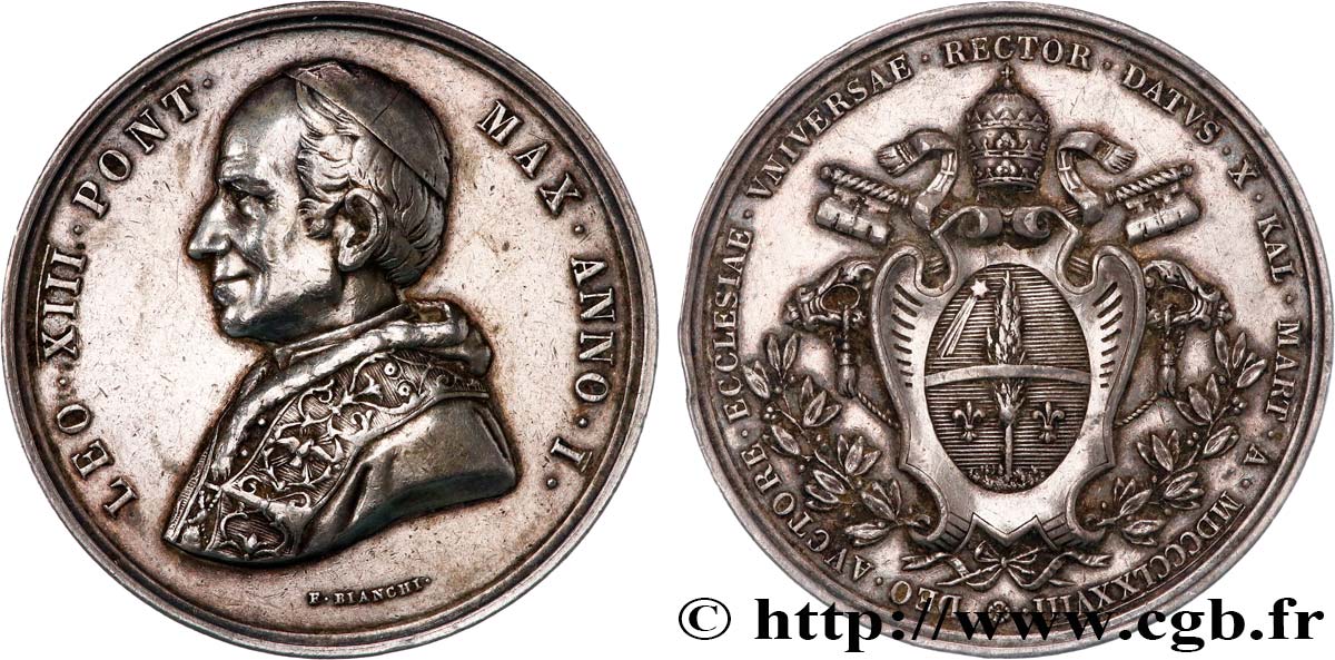 ITALIE - ÉTATS DU PAPE - LÉON XIII (Vincenzo Gioacchino Pecci) Médaille, Léon XIII TTB