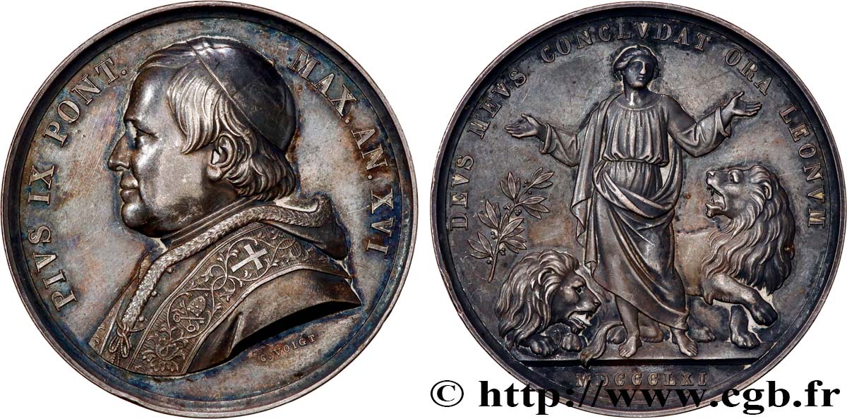 ITALIEN - KIRCHENSTAAT - PIE IX. Giovanni Maria Mastai Ferretti) Médaille, Daniel et les lions fVZ