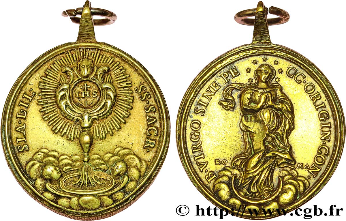 MÉDAILLES RELIGIEUSES Médaille, Ostensoir et Vierge Marie TTB
