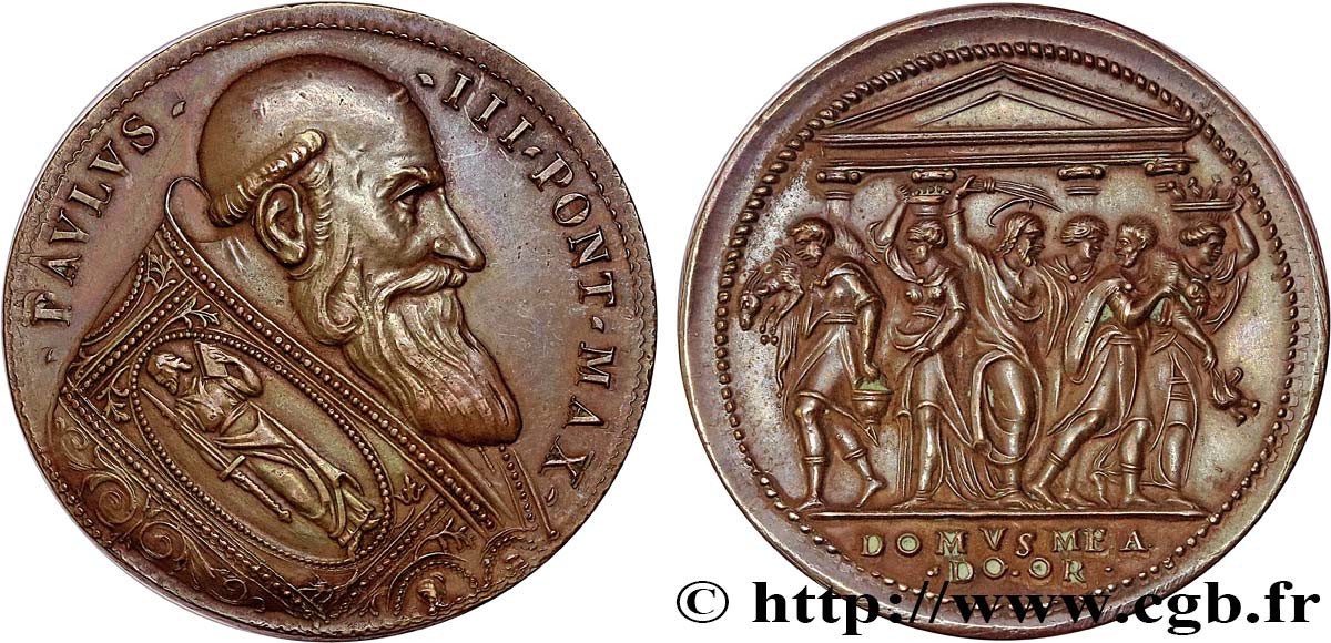 PAPAL STATES - PAUL III (Alexandre Farnèse) Médaille, Domus mea Domus Orationtis MBC+
