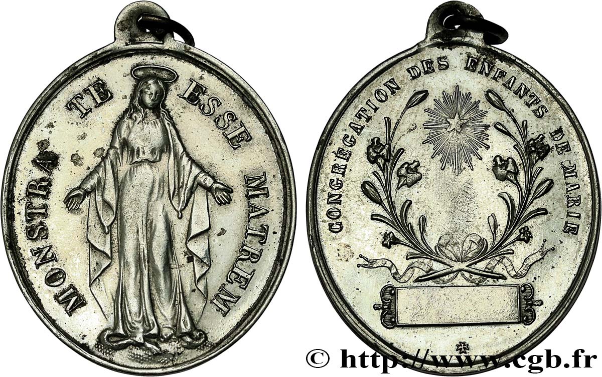 MÉDAILLES RELIGIEUSES Médaille, Congrégation des enfants de Marie XF