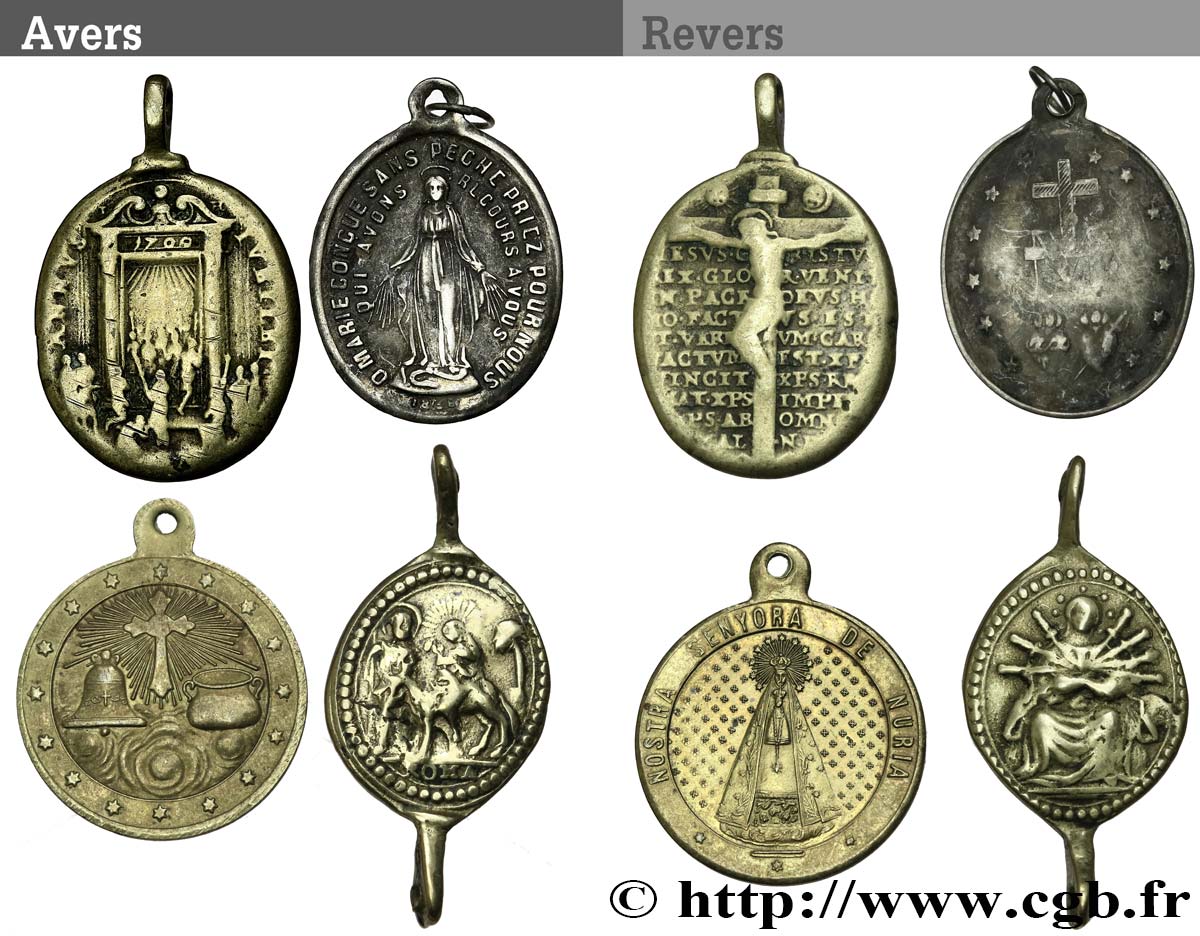 MÉDAILLES RELIGIEUSES Lot de 4 médaillettes religieuses TTB