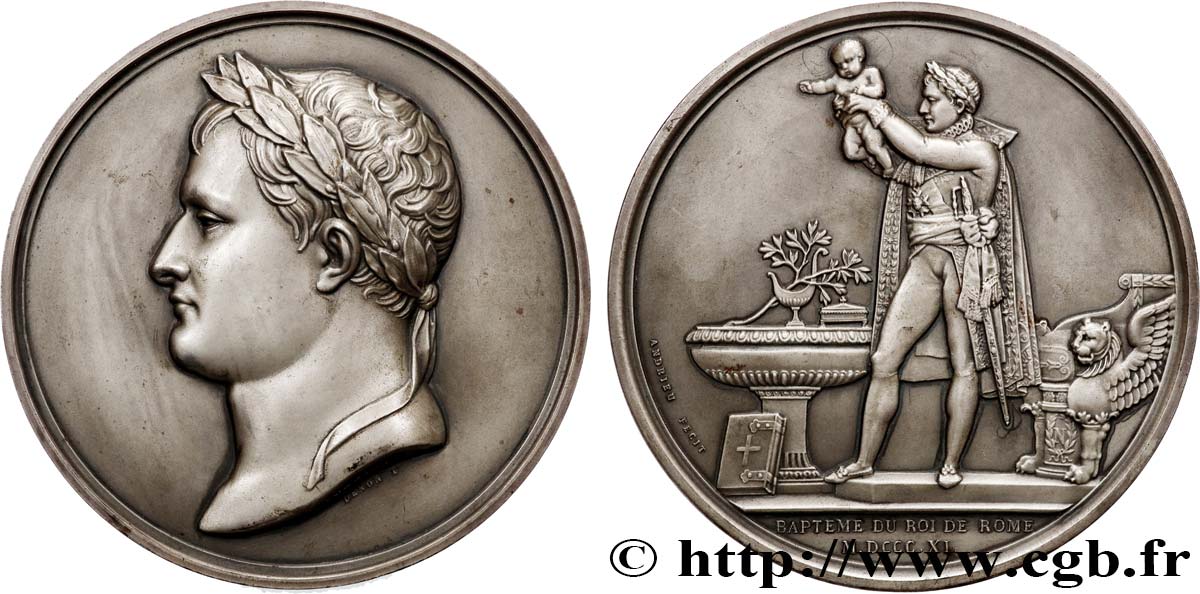 PREMIER EMPIRE Imposante médaille, Baptême du roi de Rome, refrappe SUP