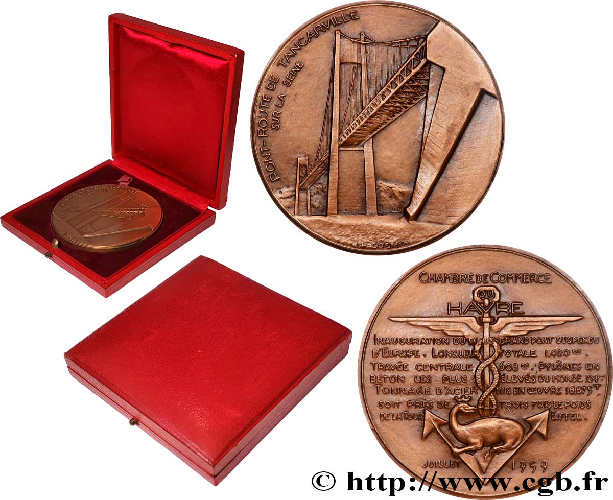 CHAMBRES DE COMMERCE Médaille, Pont-route de Tancarville, Chambre de commerce du Havre SUP