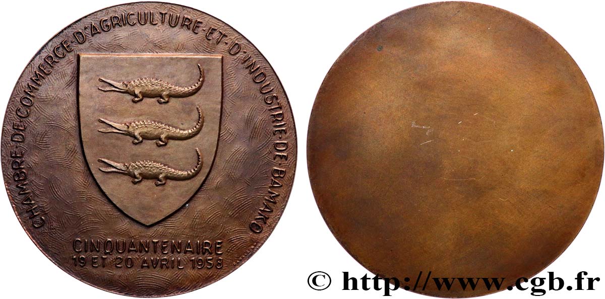 CHAMBERS OF COMMERCE / CHAMBRES DE COMMERCE Médailles, Cinquantenaire de la Chambre de commerce, d’agriculture et d’industrie de Bamako AU