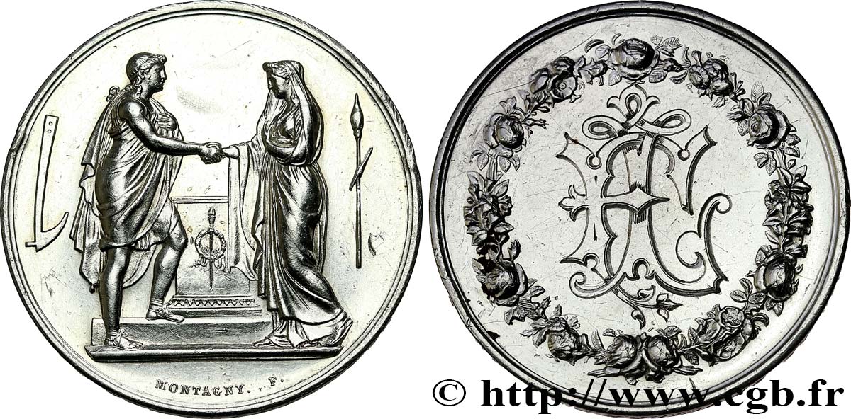 AMOUR ET MARIAGE Médaille de mariage, Couple antique SS