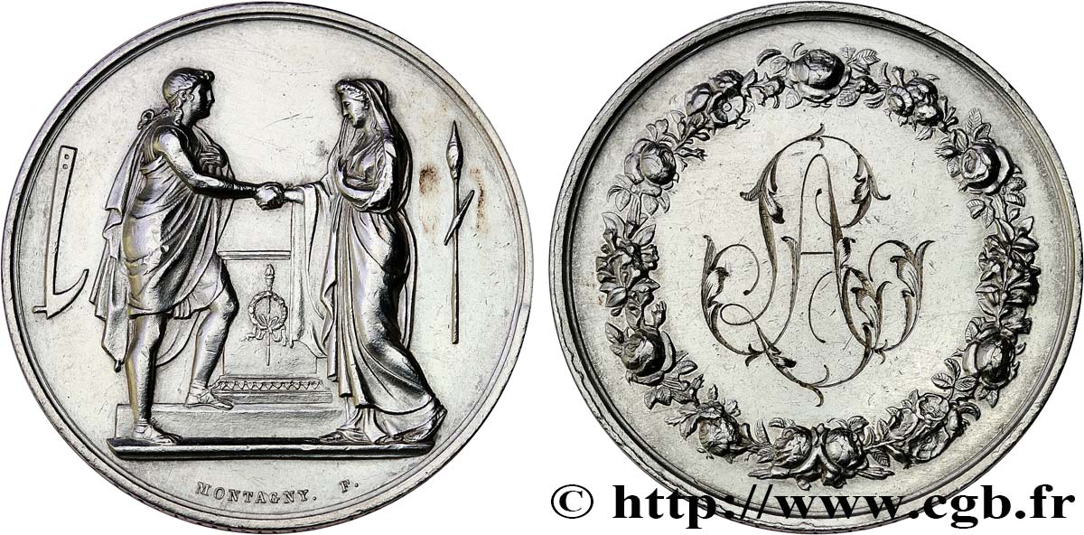 AMOUR ET MARIAGE Médaille de mariage, Couple antique TTB