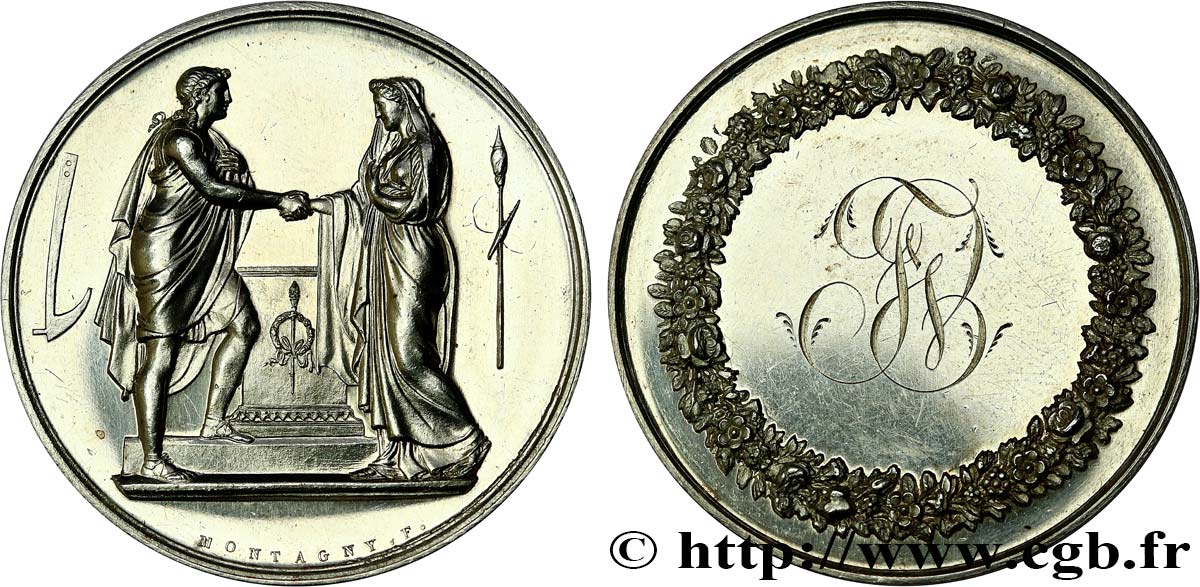 AMOUR ET MARIAGE Médaille de mariage, Couple antique TTB+