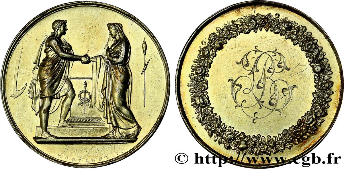 AMOUR ET MARIAGE Médaille de mariage, Couple antique BB