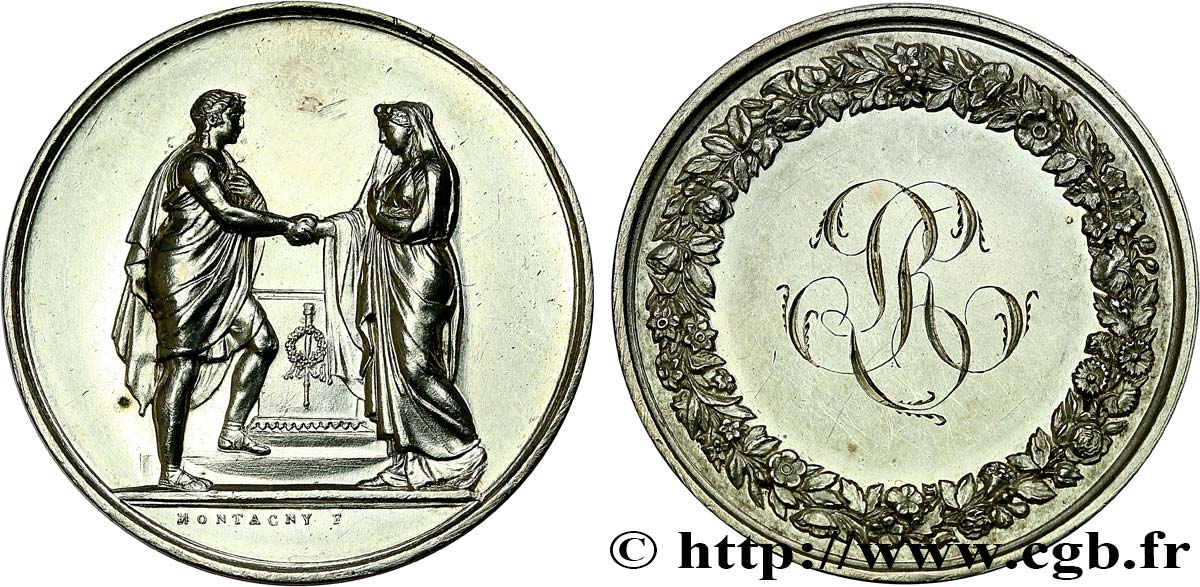 AMOUR ET MARIAGE Médaille de mariage, Couple antique TTB+