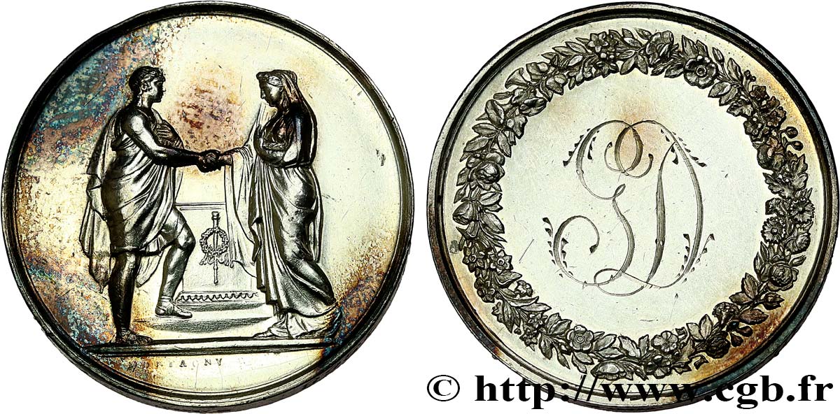 AMOUR ET MARIAGE Médaille de mariage, Couple antique TTB+