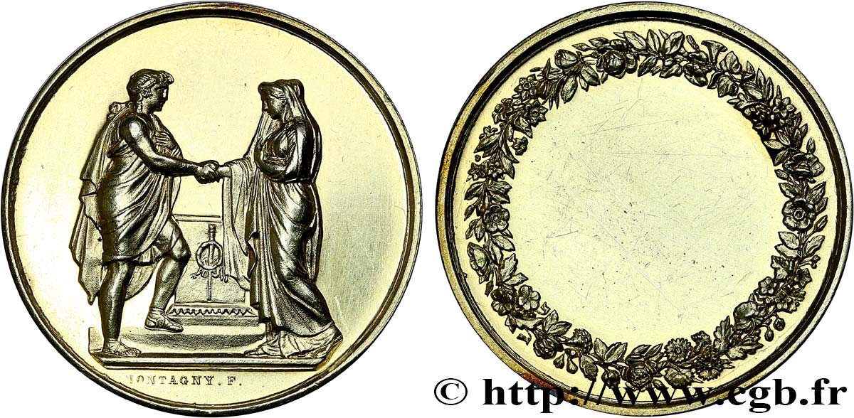 AMOUR ET MARIAGE Médaille de mariage, Couple antique TTB+