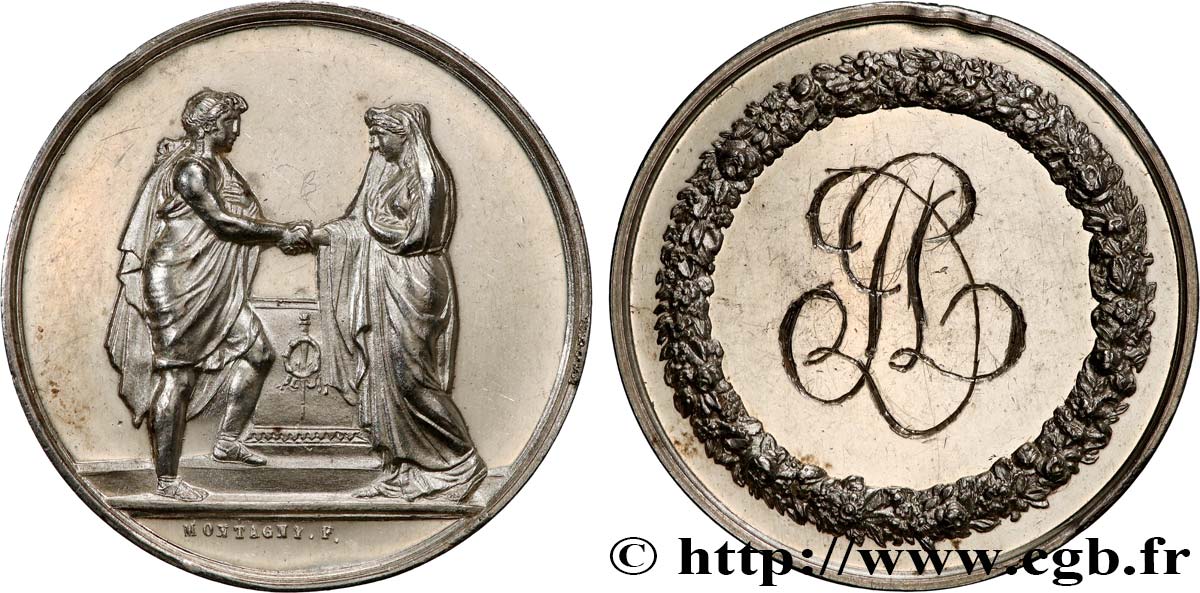 AMOUR ET MARIAGE Médaille de mariage, Couple antique VZ