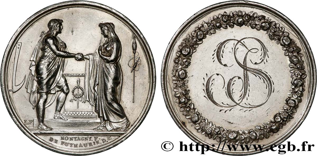 AMOUR ET MARIAGE Médaille de mariage, Couple antique XF