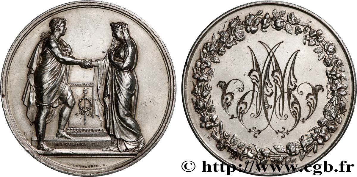 AMOUR ET MARIAGE Médaille de mariage, Couple antique TTB+