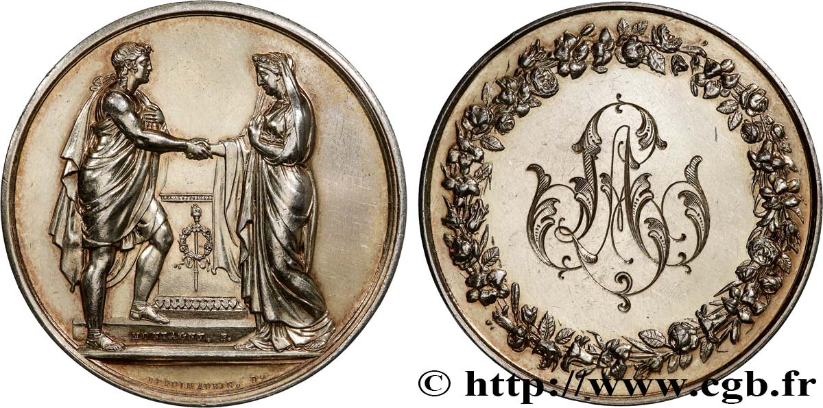 AMOUR ET MARIAGE Médaille de mariage, Couple antique TTB+
