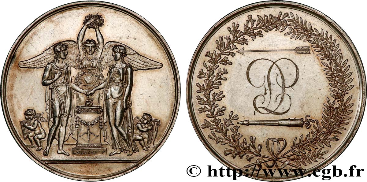 AMOUR ET MARIAGE Médaille de Mariage, Paix de Lunéville (1801) AU