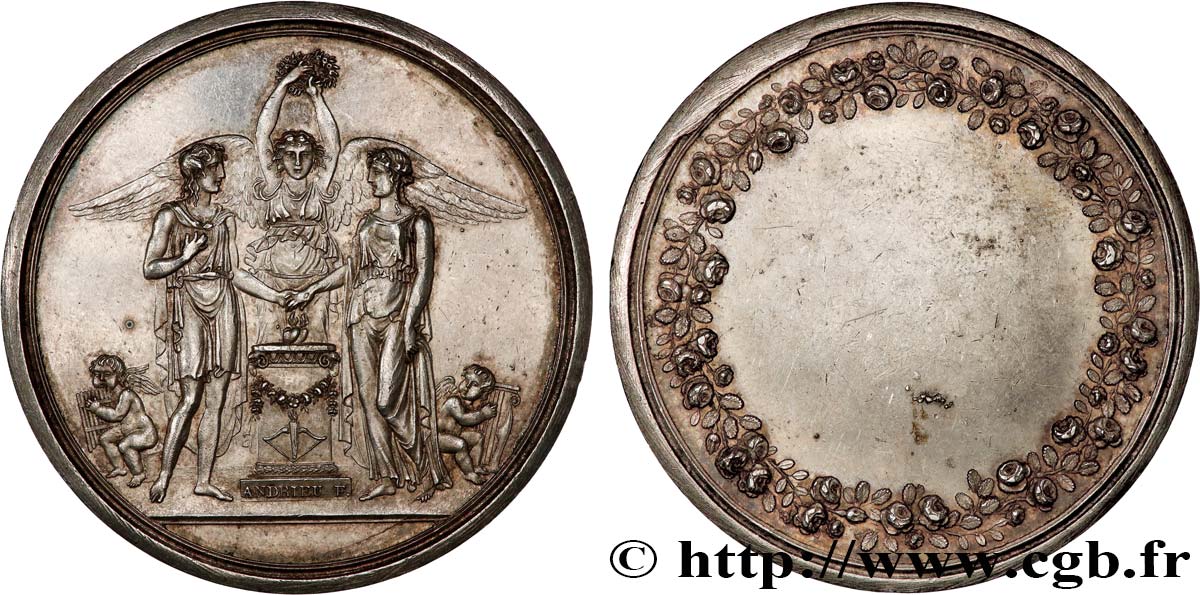 AMOUR ET MARIAGE Médaille de Mariage, Paix de Lunéville (1801) TTB+