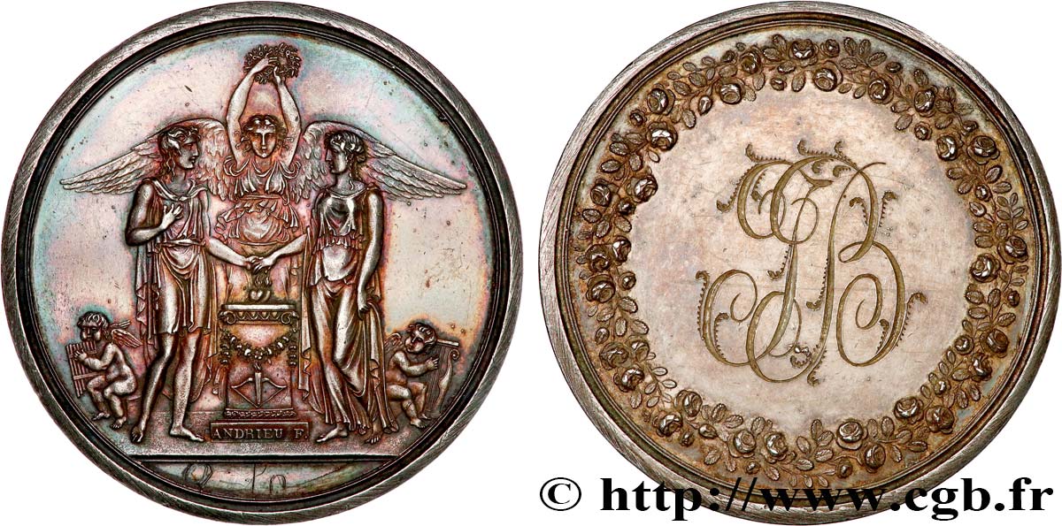AMOUR ET MARIAGE Médaille de Mariage, Paix de Lunéville (1801) TTB+