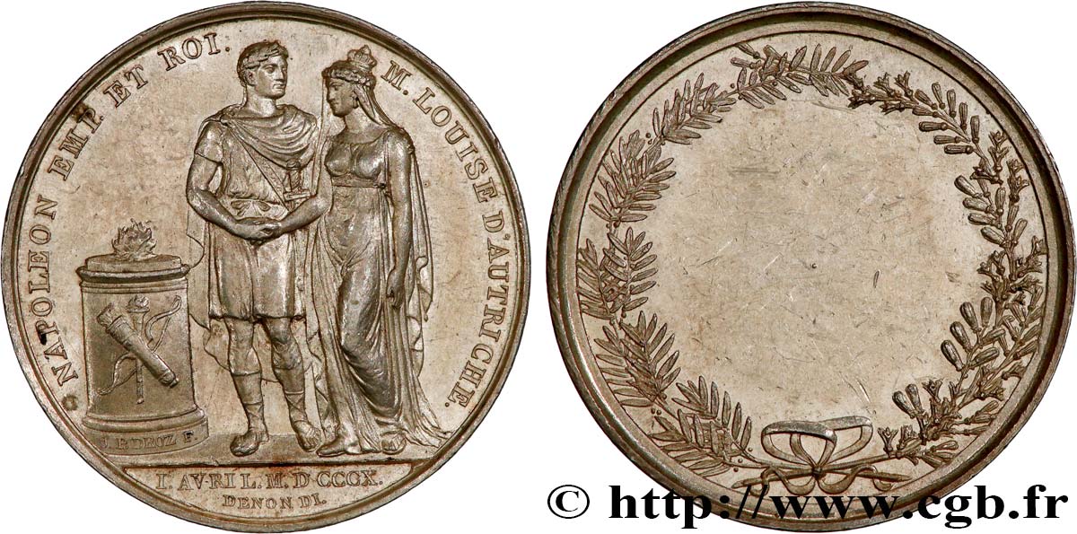 PREMIER EMPIRE Médaille de mariage, Napoléon Ier et Marie-Louise d’Autriche SUP