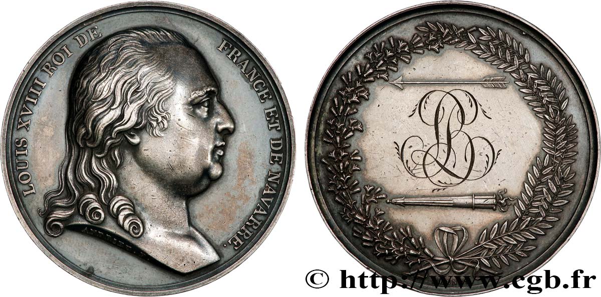 LOUIS XVIII Médaille de mariage, Louis XVIII TTB+