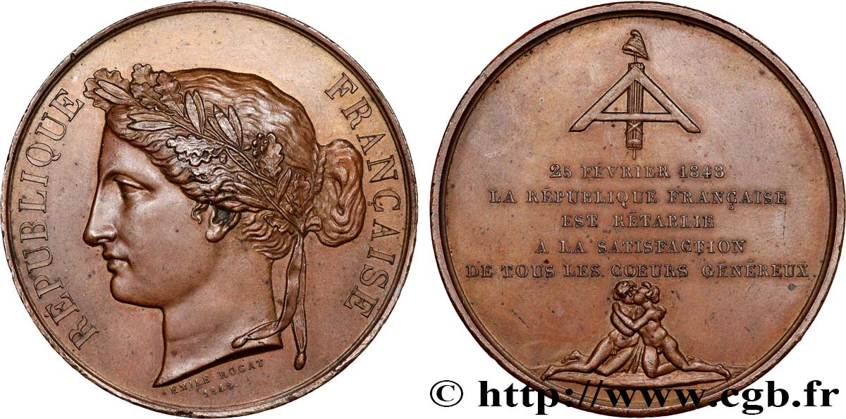 DEUXIÈME RÉPUBLIQUE Médaille, Proclamation de la république TTB+