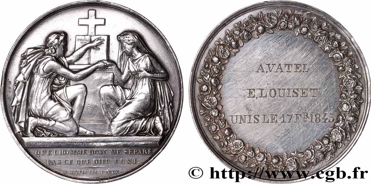 AMOUR ET MARIAGE Médaille de mariage, Evangile de St Mathieu  XF