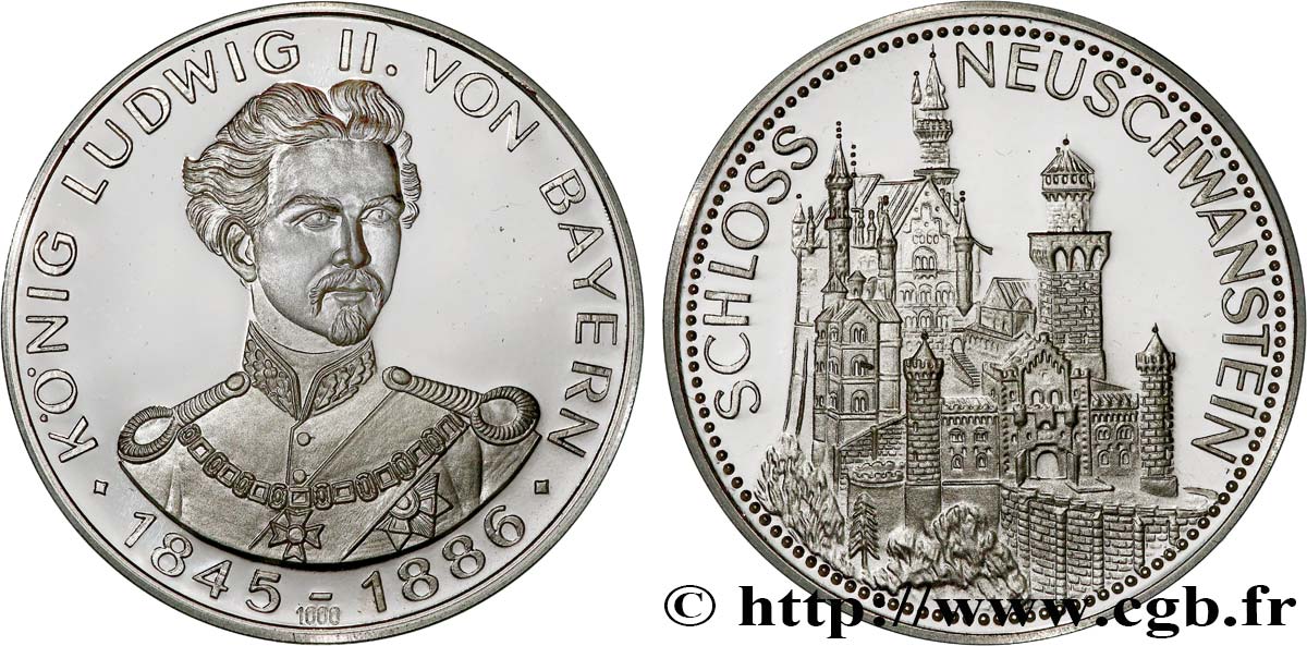 GERMANY - KINGDOM OF BAVARIA - LUDWIG II Médaille, Château de Neuschwanstein Proof set