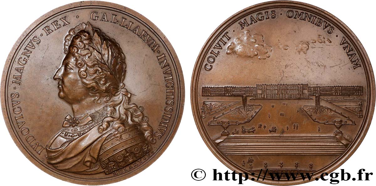 LOUIS XIV  THE SUN KING  Médaille, Château de Versailles, refrappe AU