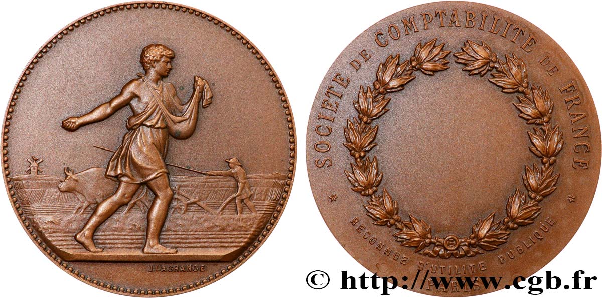 III REPUBLIC Médaille, Société de comptabilité de France AU