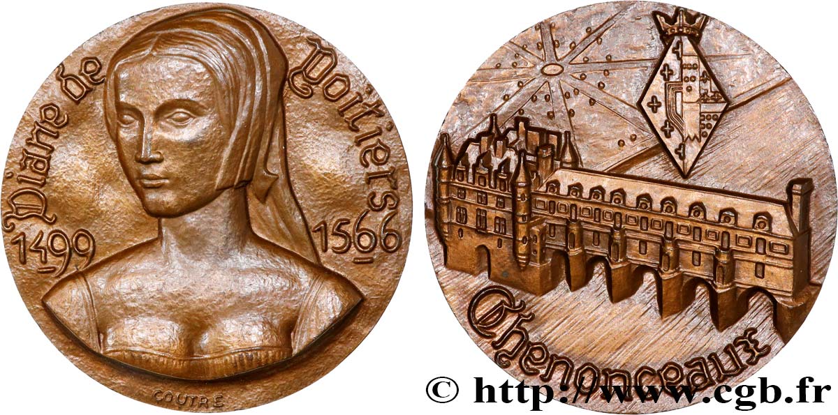 MONUMENTS ET HISTOIRE Médaille, Diane de Poitiers, Château de Chenonceaux SUP