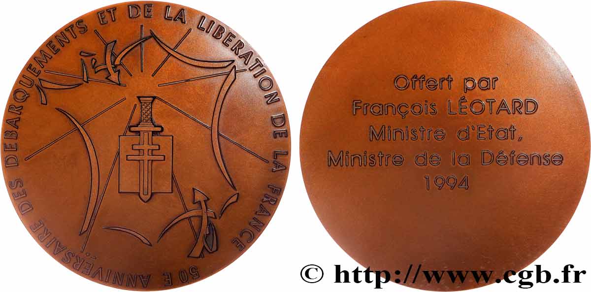 FUNFTE FRANZOSISCHE REPUBLIK Médaille, 50e anniversaire des débarquements et de la libération de la France VZ