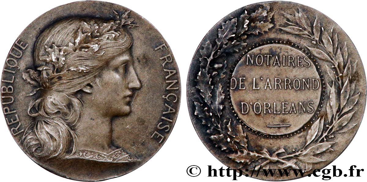 NOTAIRES DU XIXe SIECLE Médaille, Notaires d’Orléans TTB+