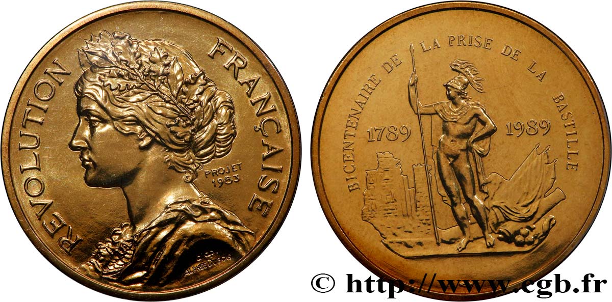 CINQUIÈME RÉPUBLIQUE Enveloppe “Timbre médaille”, Bicentenaire de la prise de la Bastille SUP