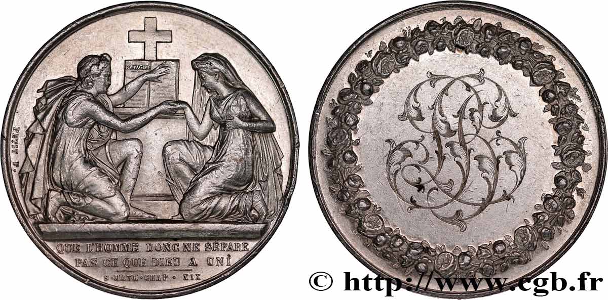 AMOUR ET MARIAGE Médaille de mariage, Evangile de St Mathieu  XF